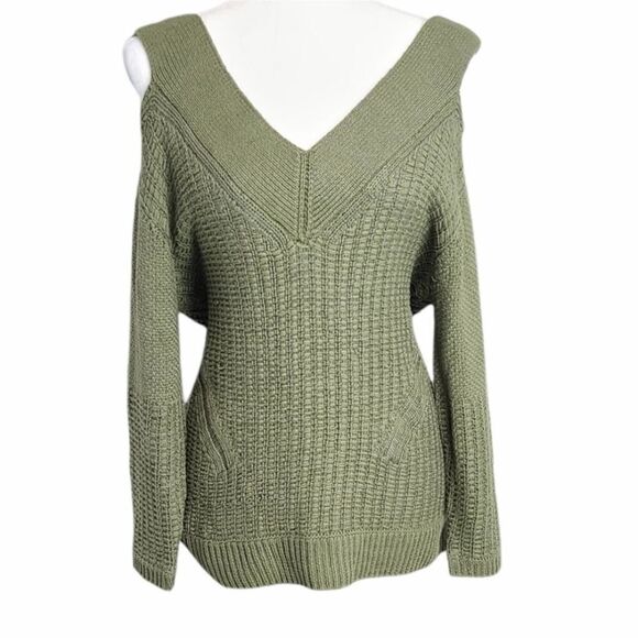 Per Se by Carlisle  V-Neck Army Green Sweater L - Picture 1 of 6